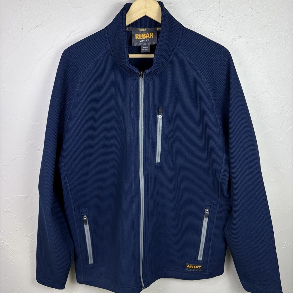 Ariat Rebar Men's Ribbed Jacket Full Zip Stretch Size‎ XL Blue Casual Everyday